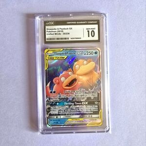 Pokémon CGC 10 Slowpoke and Psyduck GX Unified Minds